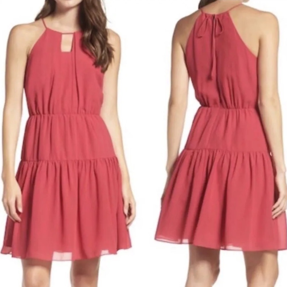 Chelsea28 Pink Ruffle Summer Dress S